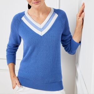 Talbots cable knit sweater in biscayne blue